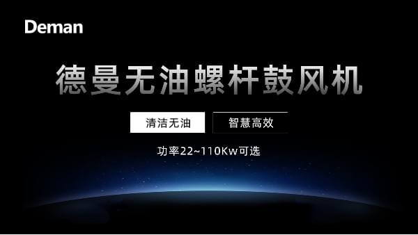 德曼無油螺桿鼓風機:永磁變頻,功率22~110Kw可選